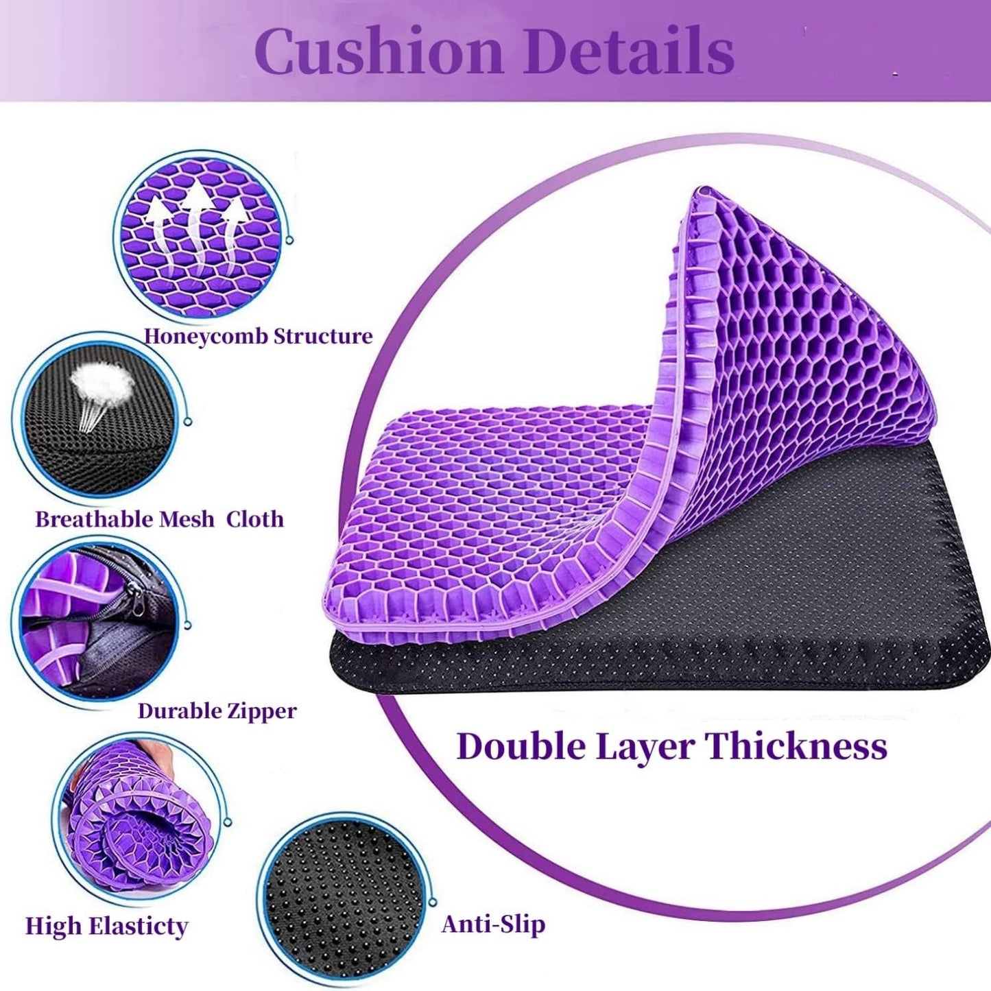 ✨ 🪑 Double-Layer Gel Seat Cushion | Cooling Pressure Relief