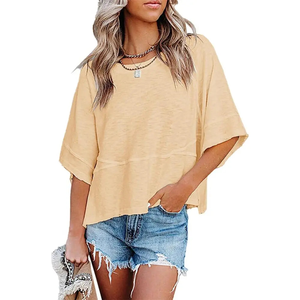 ✨ Women’s Oversized Batwing Sleeve Tee – Effortless Chic & Flowy Fit