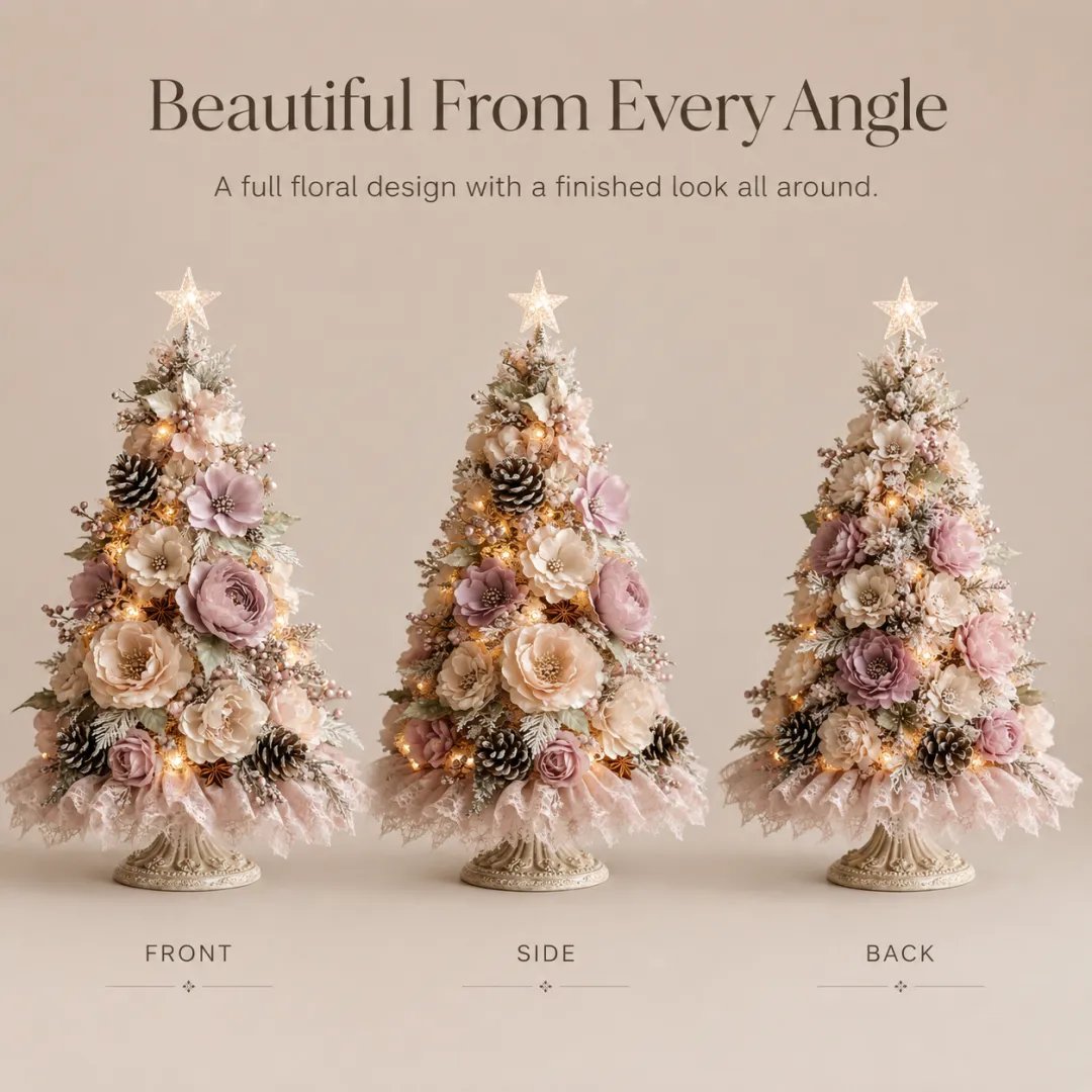 🎄Blush Bloom Pre-Lit Tree – Bring a Little Romance to Christmas