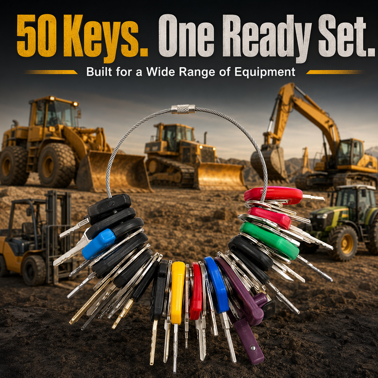 🚚 Buy 2, Free Shipping | 50-Piece Heavy Equipment Key Set 🔑