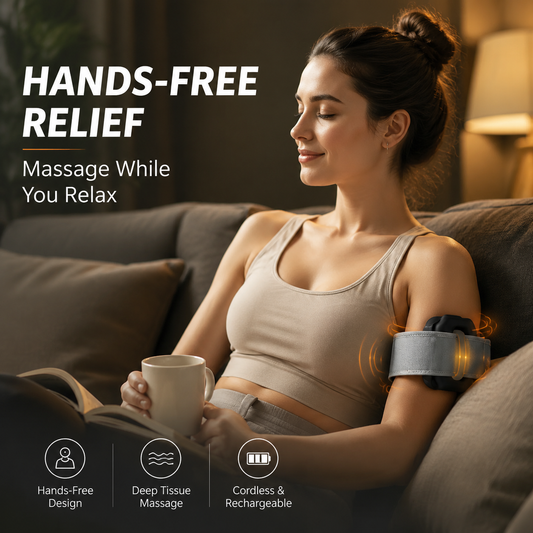🚚 FREE SHIPPING 💨💆 Hands Free Cordless Deep Tissue Muscle Massager with Strap 🔌
