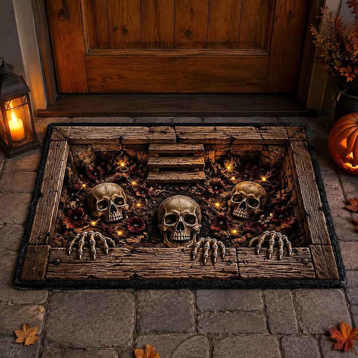 🎃 Halloween Plush Doormat – Soft Crystal Velvet Entryway Mat, Non-Slip Front Door Rug for Festive Home Decor