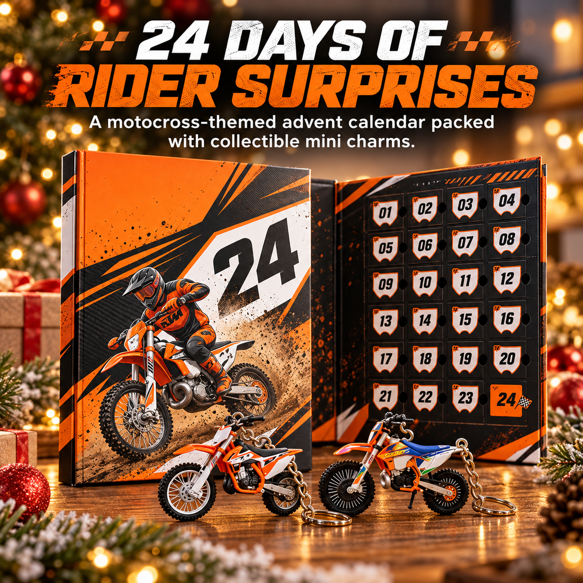 🏁 24-Day Motocross Advent Calendar – Rider-Inspired Mini Charms & Dirt Bike Christmas Surprises