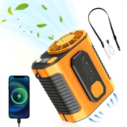 🔥 Rechargeable High-Speed Waist Fan | Power Bank & LED Light