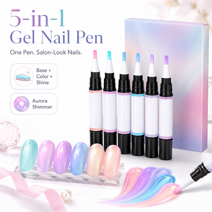 ⚡50K+ Sold💅 5-in-1 Gel Nail Polish Pen – Salon-Style Shimmer Manicure at Home