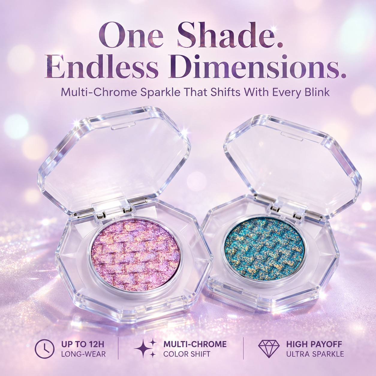 🔥 55% OFF Last Day ✨ Multi-Chrome Color-Shifting Eyeshadow 🌈 12H Iridescent Sparkle