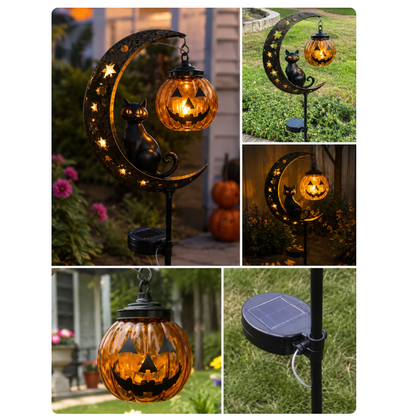 🔥 55% OFF TODAY 👻  Solar Halloween Black Cat & Moon Garden Stake Light 🐈‍⬛
