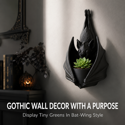 🦇 Sculpted Gothic Bat Wall Hanging Planter & Succulent Holder 🌿