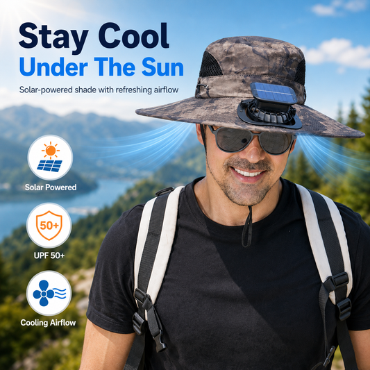 🌞 Solar-Powered Cooling Hat | Stay Cool Outdoors, No Batteries Needed