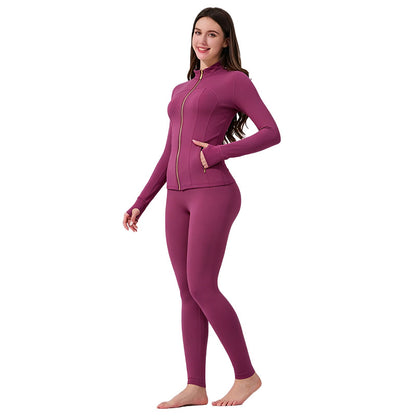 ✨ Sculpt-Seamless 2-Piece Athletic Performance Jacket & High-Waist Leggings Active Set 🏃‍♀️