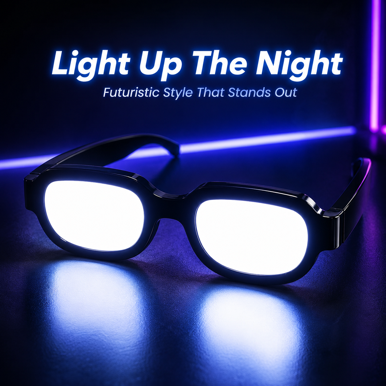 🕶️ Cyberpunk LED Light Up Glasses Touch Control Rechargeable Party Eyewear ⚡