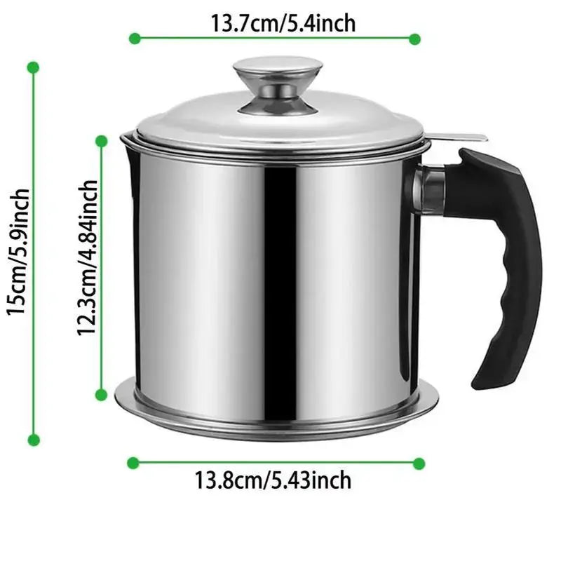 🍳 LIMITED-TIME 50% OFF! ✨ 304 Stainless Steel Oil Keeper with Filter – Food-Grade, Fine Mesh, Drip-Proof 🛡️