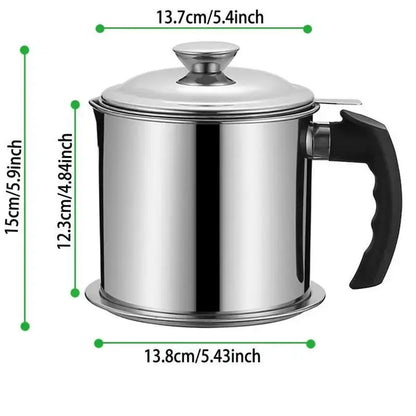🍳 LIMITED-TIME 50% OFF! ✨ 304 Stainless Steel Oil Keeper with Filter – Food-Grade, Fine Mesh, Drip-Proof 🛡️