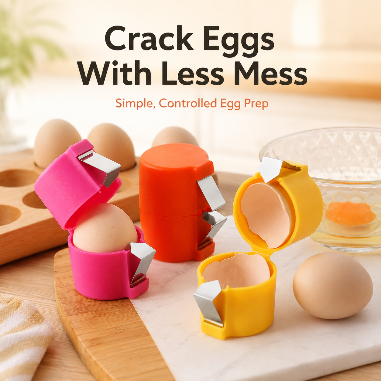 🍳 Manual Stainless-Steel Egg Shell Opener & Egg Cracker Tool 🥚