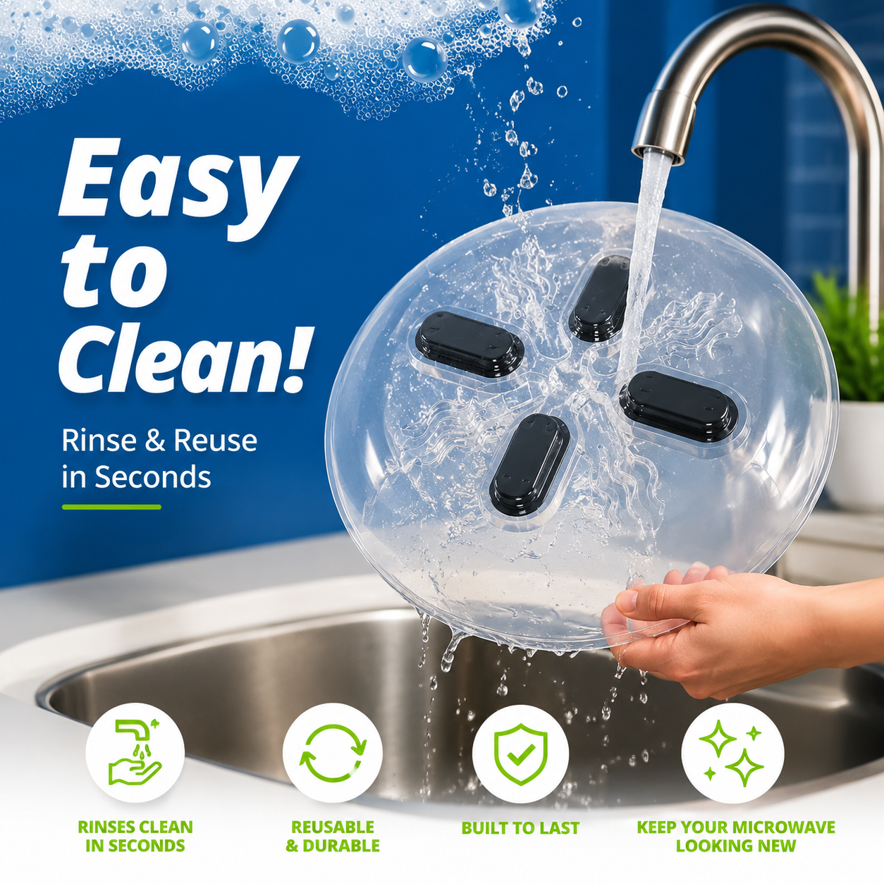 🧲 Magnetic Microwave Splatter Cover Lid