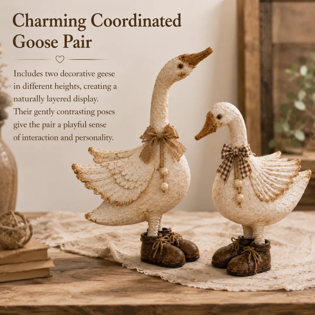 ✨ Rustic Farmhouse Chicken and Goose Shelf Sitters with Swinging Legs 🐔