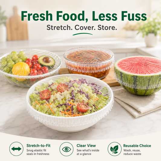 🥗 100Pcs Reusable Elastic Food Storage Covers Set 🍉