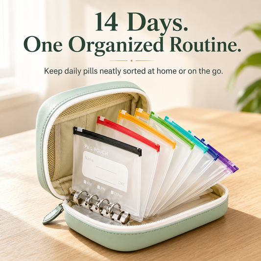 💊 14-Day Portable Pill Pouch Organizer Case with Color Zippers 💼