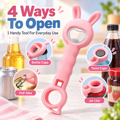 🥫 Multi-Function 4-in-1 Can & Bottle Opener – Ergonomic Jar Lid & Cap Remover ✨