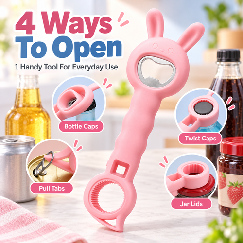 🥫 Multi-Function 4-in-1 Can & Bottle Opener – Ergonomic Jar Lid & Cap Remover ✨