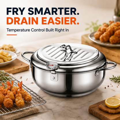 🔥🍗 304 Stainless Steel Stovetop Deep Fryer Pot – With Thermometer 🍟