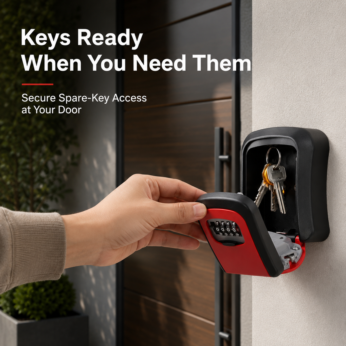 🔐 Wall-Mounted 4-Digit Combination Key Lock Box – Weatherproof Outdoor Key Safe ✨