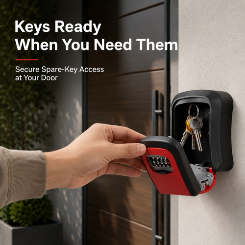 🔐 Wall-Mounted 4-Digit Combination Key Lock Box – Weatherproof Outdoor Key Safe ✨