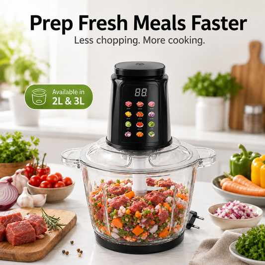 ⚡ Touch-Control Electric Food Processor with Glass Bowl & 6-Layer Blades 🥩