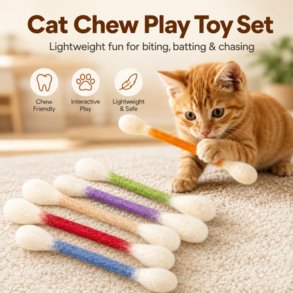 🐾 6PCS Double-Ended Interactive Cat Chew Toys – Bite, Bat & Chase Fun for Active Cats
