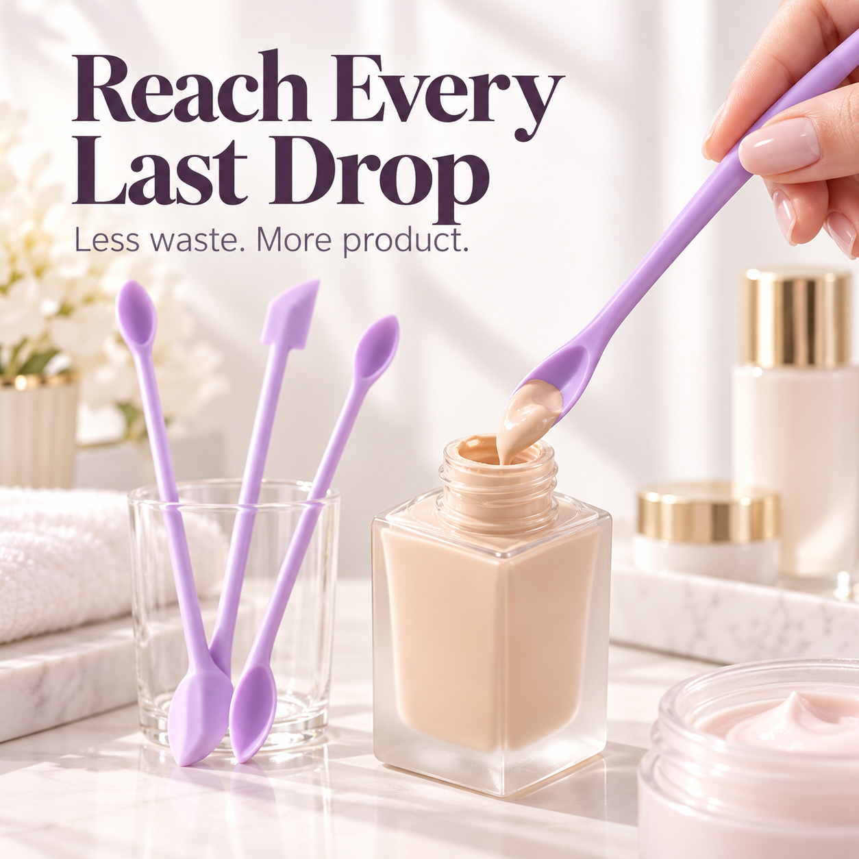 🧴 Slim Silicone Bottle Scraper & Spatula Set – Dual-Ended Cosmetic Jar Scooper ✨