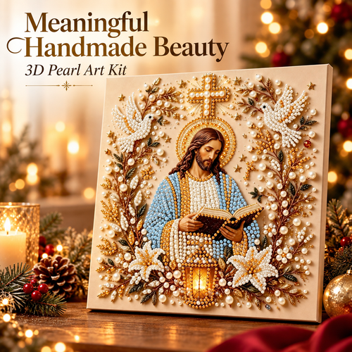 ✝️ 3D Pearl Rhinestone Holy Family Diamond Painting DIY Kit | Nativity Wall Art 🌟