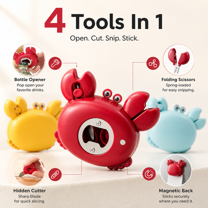 🦀 Cute 4-in-1 Crab Kitchen Gadget – Open, Cut, Slice & Stick Anywhere