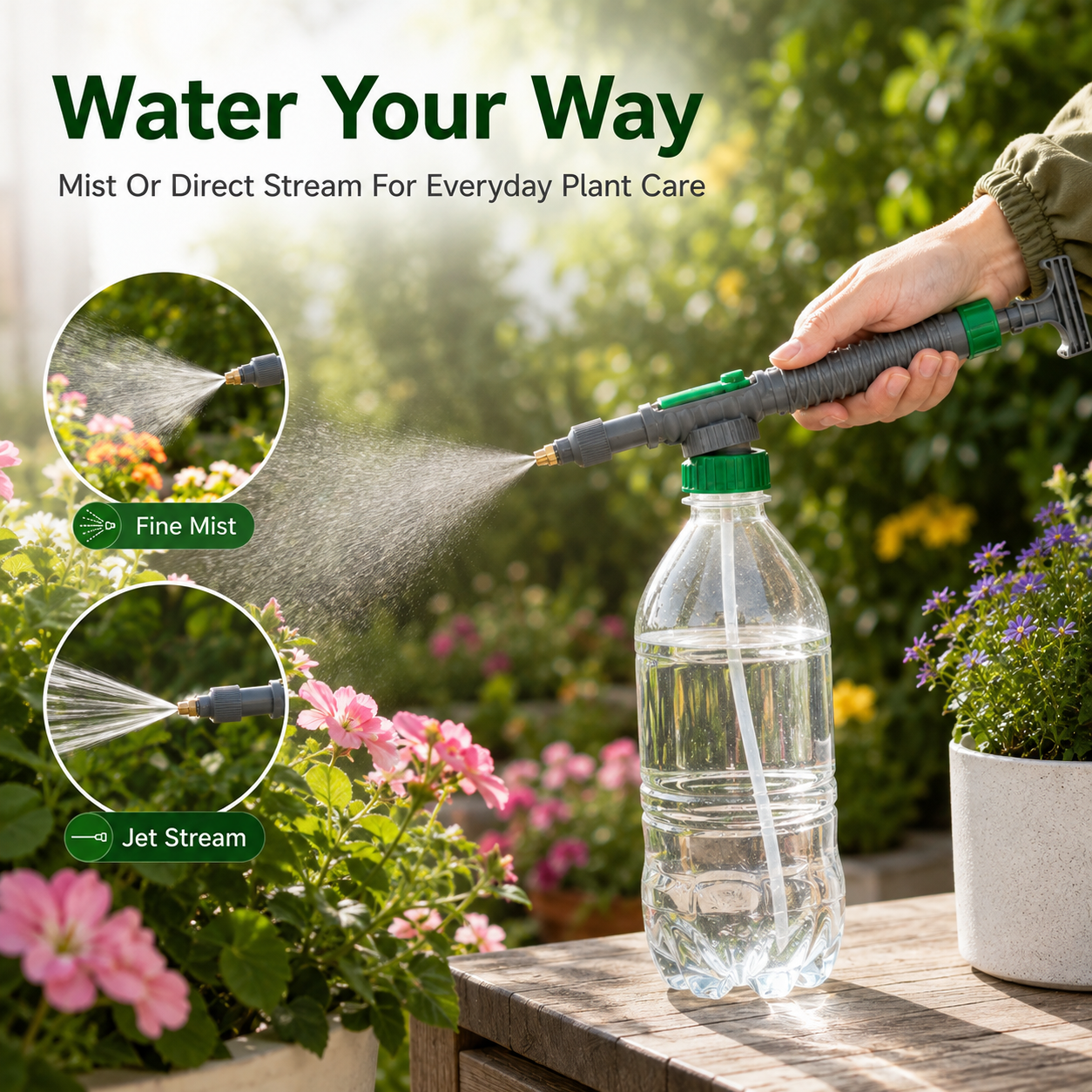 💦 Universal Pressure Bottle-Mount Sprayer Attachment with Brass Nozzle 🌱