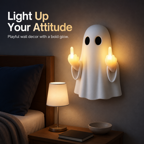 👻 Sassy Ghost Wall Light – Cheeky Illuminated Hand Gesture Room Decor 💡