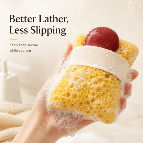 🧼 Rich Lather Soap Pocket Sponge | Non-Slip Shower Essential 🫧