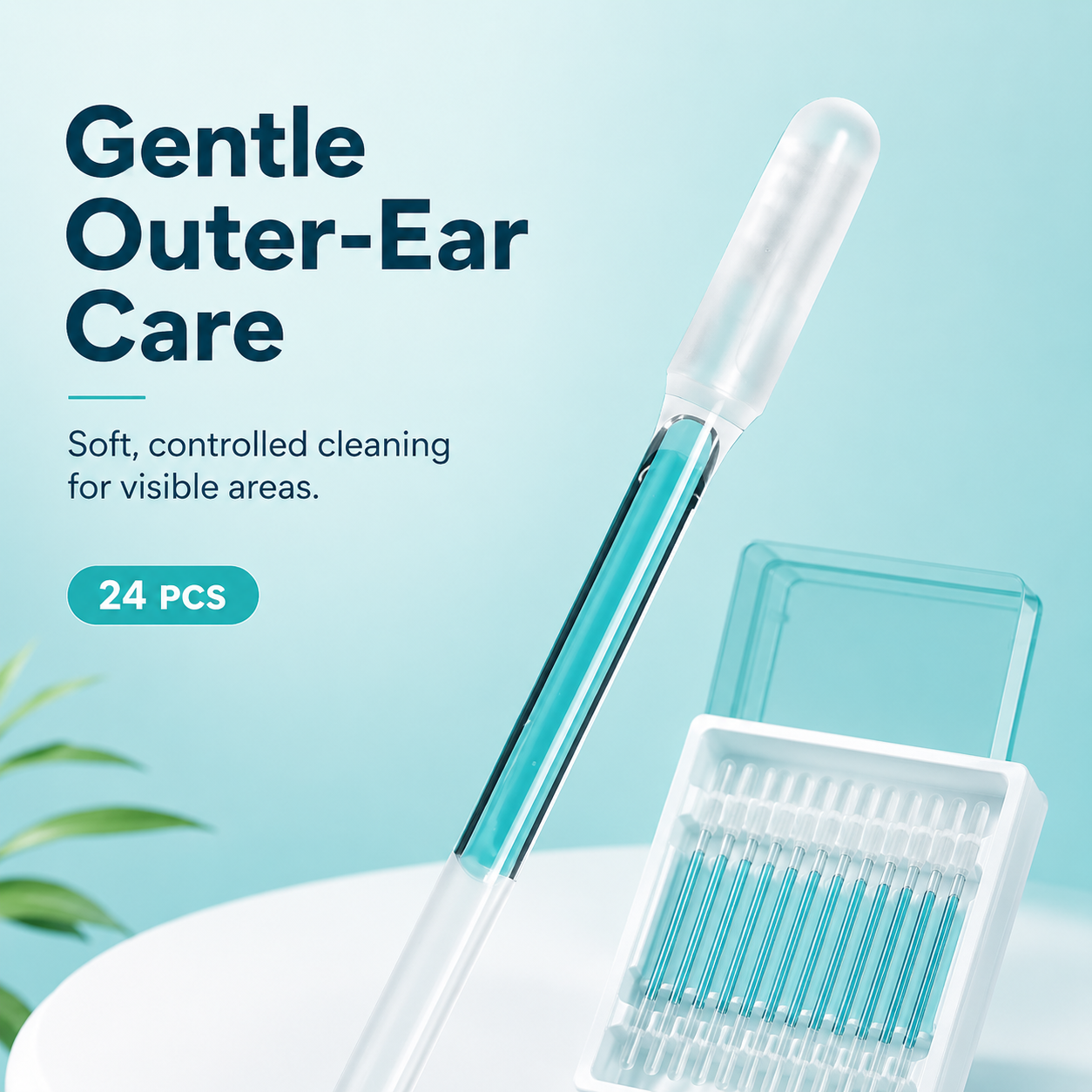 👂 24-Piece Reusable Soft Outer-Ear Cleaning Sticks Set with Storage Case 💧