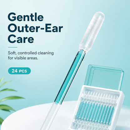 👂 24-Piece Reusable Soft Outer-Ear Cleaning Sticks Set with Storage Case 💧