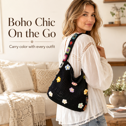 🌸 Retro Floral Patchwork Crossbody Bag – Lightweight Boho Tote for Everyday Style