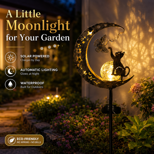 🔥 Buy 2, Get FREE SHIPPING 🚚 Solar Waterproof Cat & Moon Garden Stake Light 🐱✨