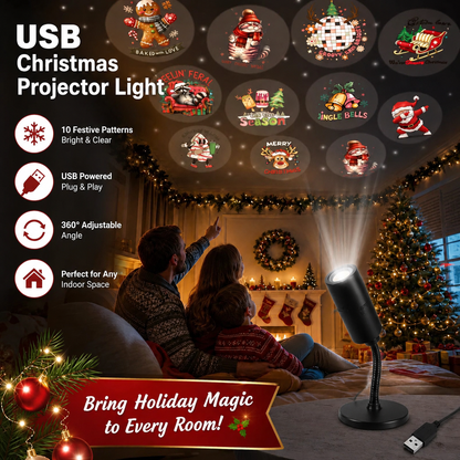 🎄 HD Magic Christmas Ceiling & Wall Projector – 360° USB Holiday Star Light ✨
