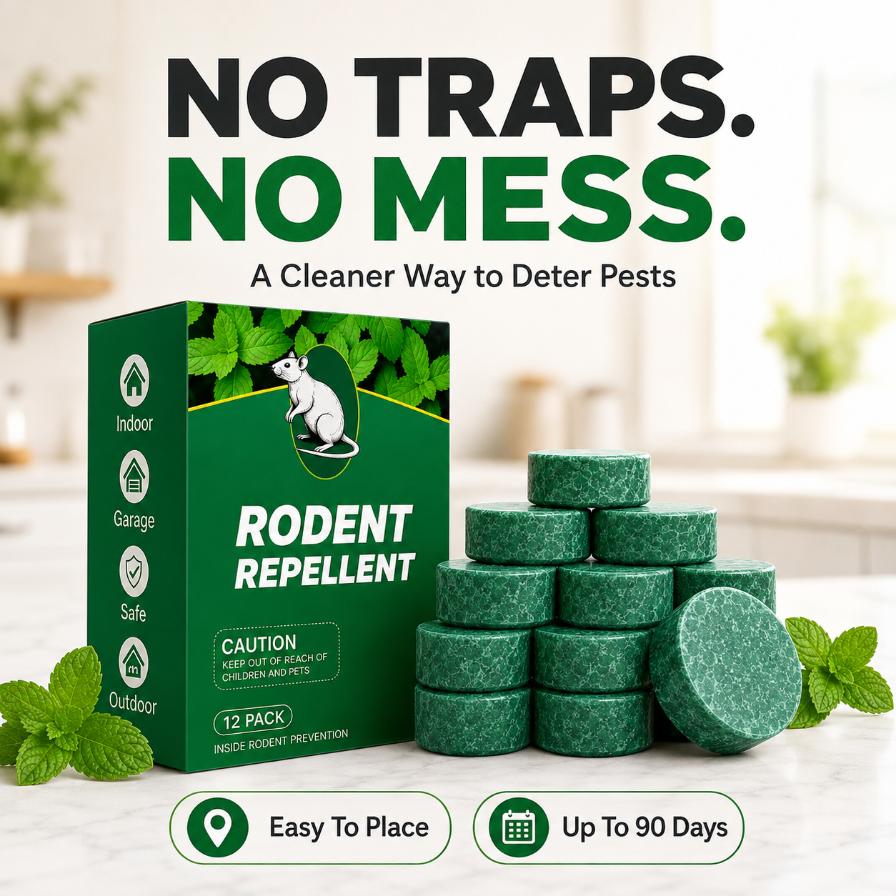 🌱 24-Pack Natural Peppermint Oil Pest & Rodent Repellent Pucks 🐭