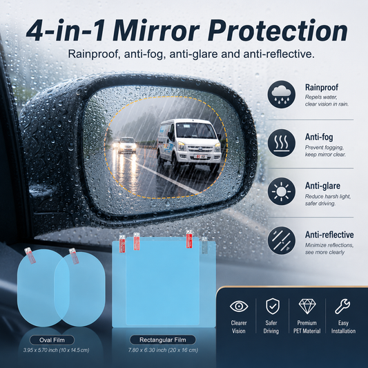 💧 Clear View Mirror Film – Rainproof & Anti-Fog