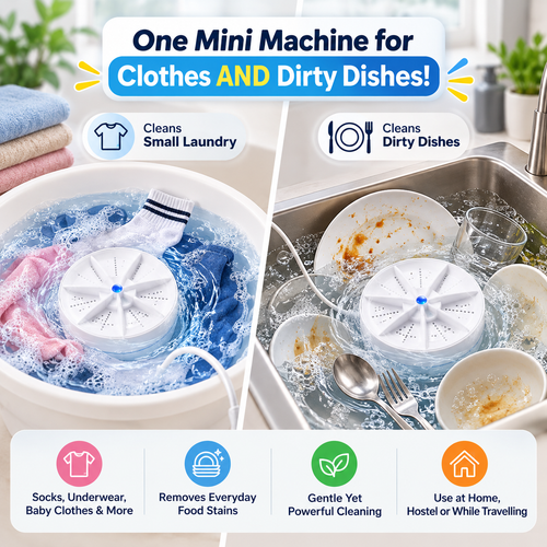 🔥LIMITED-TIME 50% OFF! 🌀 Portable Ultrasonic Vortex Turbine Mini Washing Machine💧
