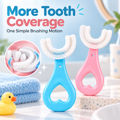 🦷 Kids 360° U-Shaped Oral Care Toothbrush – Gentle Silicone Training Brush ✨