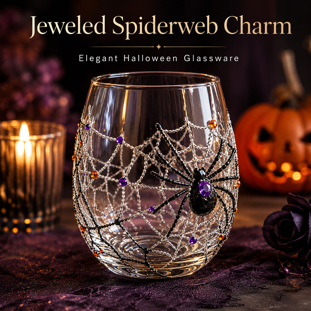 🎃 3D Raised Halloween Stemless Wine Glass 🍷
