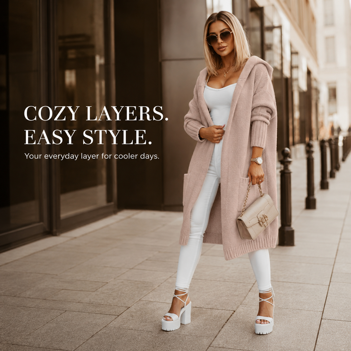 🧥 Women's Oversized Hooded Longline Knit Cardigan with Pockets 🧶