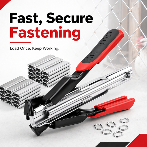 ⚙️ Automatic Spring Loaded Hog Ring Pliers Kit with 2500 Rings 🛠️