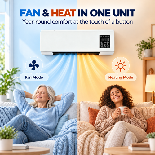 ❄️🔥 2-in-1 Wall-Mounted Cooling & Heaing Unit – Remote Control