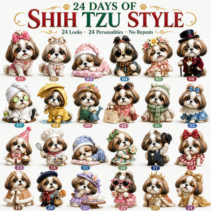 🎀24 Days of Shih Tzu Style Advent Calendar – 24 Unique Shih Tzu Collectibles ✨🐾