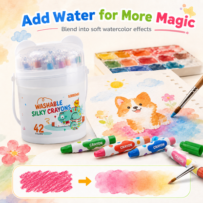 🎨 Washable Twist-Up Silky Crayons for Kids – Mess-Free 3-in-1 Coloring Set
